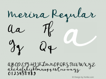 Merina Regular Version 1.000;PS 001.000;hotconv 1.0.88;makeotf.lib2.5.64775 Font Sample