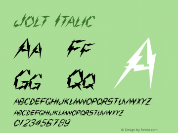 Jolt Italic The IMSI MasterFonts Collection, tm 1995, 1996 IMSI (International Microcomputer Software Inc.) Font Sample