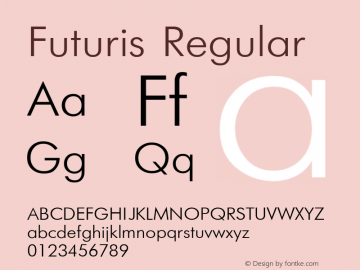 Futuris Regular Converted from t:\FUTN.TF1 by ALLTYPE Font Sample