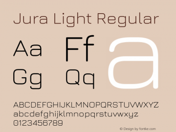 Jura Light Regular Version 3.100 Font Sample