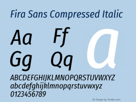 Fira Sans Compressed Italic Version 4.203图片样张