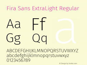 Fira Sans ExtraLight Regular Version 4.203 Font Sample