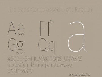 Fira Sans Compressed Eight Regular Version 4.203 Font Sample