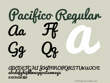 Pacifico Regular Version 1.000 Font Sample