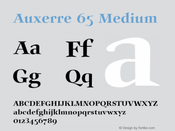 Auxerre 65 Medium Version 1.005 Font Sample