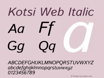 Kotsi Web Italic Version 2.000;PS 002.000;hotconv 1.0.88;makeotf.lib2.5.64775 Font Sample