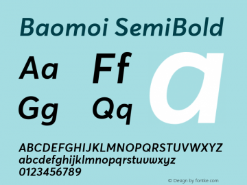 Baomoi SemiBold Version 1.000; ttfautohint (v1.3)图片样张