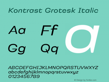 Kontrast Grotesk Italic Version 1.000图片样张