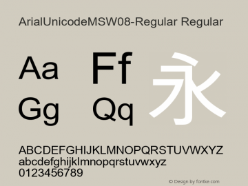 ArialUnicodeMSW08-Regular Regular Version 1.10 Font Sample