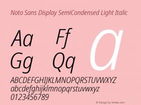 Noto Sans Display SemiCondensed Light Italic Version 1.900图片样张