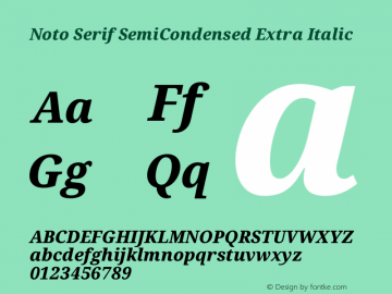 Noto Serif SemiCondensed Extra Italic Version 1.901图片样张