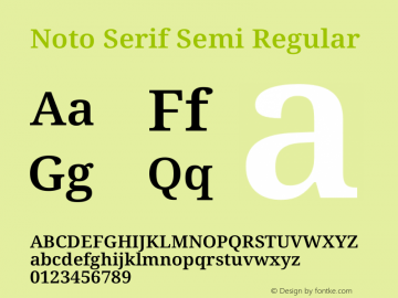 Noto Serif Semi Regular Version 1.002 Font Sample