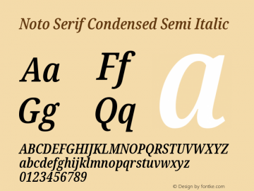 Noto Serif Condensed Semi Italic Version 1.901 Font Sample