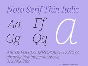 Noto Serif Thin Italic Version 1.901图片样张