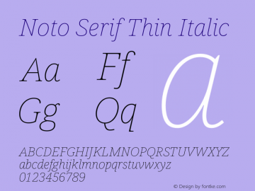 Noto Serif Thin Italic Version 1.901图片样张