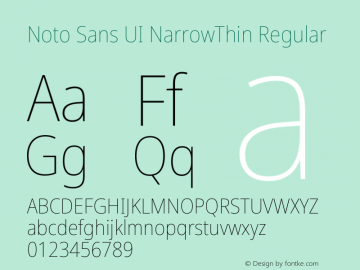 Noto Sans UI NarrowThin Regular Version 1.001 Font Sample