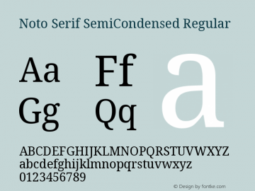 Noto Serif SemiCondensed Regular 1.001 Font Sample