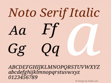 Noto Serif Italic Version 1.901 Font Sample