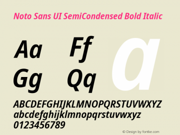 Noto Sans UI SemiCondensed Bold Italic 1.001图片样张