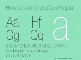 HelveticaNeue UltraLigCond Regular OTF 1.0;PS 001.000;Core 1.0.22 Font Sample