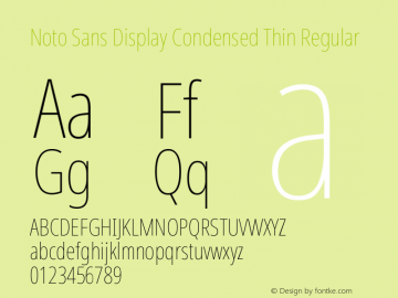 Noto Sans Display Condensed Thin Regular 1.000 Font Sample
