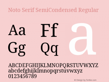 Noto Serif SemiCondensed Regular Version 1.002 Font Sample