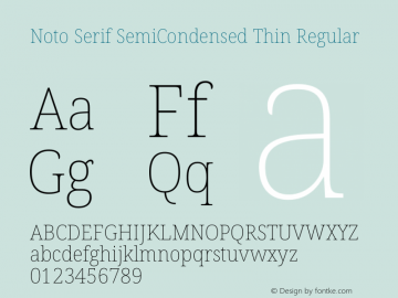 Noto Serif SemiCondensed Thin Regular Version 1.002 Font Sample