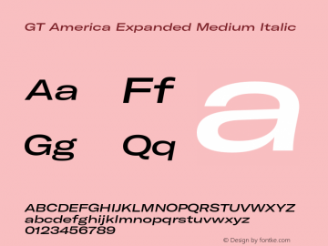 GT America Expanded Medium Italic Version 4.001;PS 004.001;hotconv 1.0.88;makeotf.lib2.5.64775图片样张