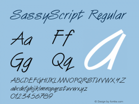 SassyScript Regular Print Artist: Sierra On-Line, Inc. Font Sample