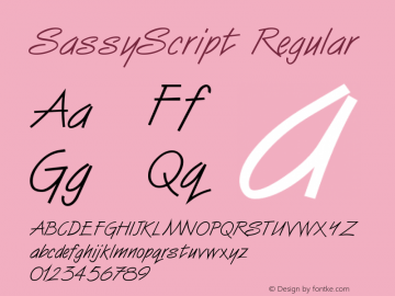 SassyScript Regular The IMSI MasterFonts Collection, tm 1995, 1996 IMSI (International Microcomputer Software Inc.) Font Sample