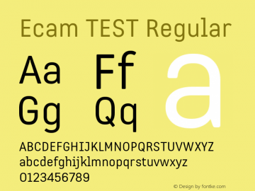 Ecam TEST Regular Version 1.000;PS 1.0;hotconv 1.0.72;makeotf.lib2.5.5900图片样张