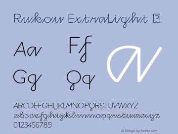 Rukou ExtraLight ☞ Version 1.000 Font Sample