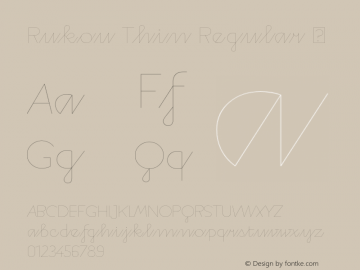 Rukou Thin Regular ☞ Version 1.000 Font Sample