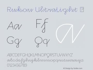 Rukou UltraLight ☞ Version 1.000 Font Sample