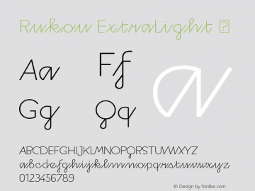 Rukou ExtraLight ☞ Version 1.000 Font Sample