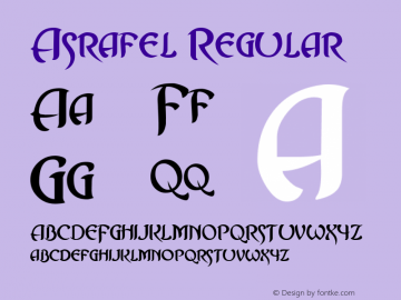 Asrafel Regular Altsys Fontographer 4.0.3 2/19/99图片样张