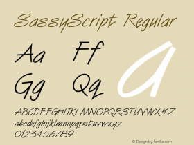 SassyScript Regular Print Artist: Sierra On-Line, Inc. Font Sample