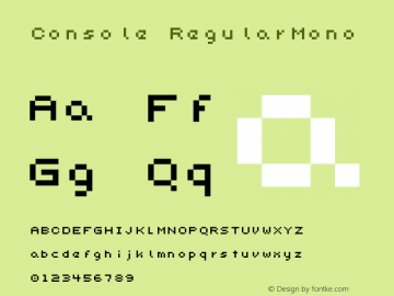 Console RegularMono Version 1.0.0 Font Sample