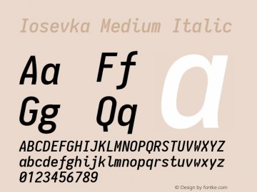 Iosevka Medium Italic 1.9.5 Font Sample