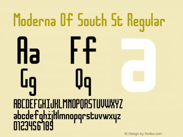 Moderna Of South St Regular Version 1.00 October 5, 2016, Free For Personal Use Font Sample