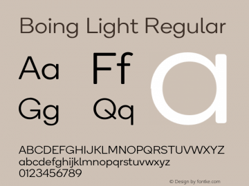 Boing Light Regular Version 3.000;PS 3.0;hotconv 1.0.88;makeotf.lib2.5.647800; ttfautohint (v1.4) Font Sample