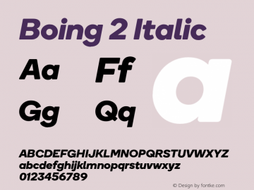 Boing 2 Italic Version 3.000;PS 3.0;hotconv 1.0.88;makeotf.lib2.5.647800; ttfautohint (v1.4) Font Sample