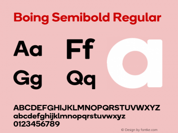Boing Semibold Regular Version 3.000;PS 3.0;hotconv 1.0.88;makeotf.lib2.5.647800; ttfautohint (v1.4) Font Sample