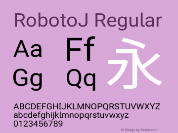 RobotoJ Regular Version 2.04; 2016-10-24图片样张