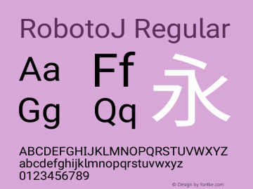 RobotoJ Regular Version 2.04; 2016-10-24 Font Sample