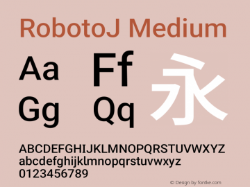 RobotoJ Medium Version 2.04; 2016-10-24图片样张