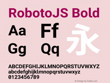 RobotoJS Bold Version 2.04; 2016-10-24 Font Sample