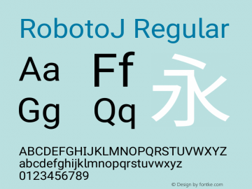 RobotoJ Regular Version 2.04; 2016-10-24 Font Sample