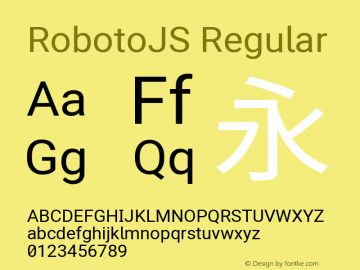 RobotoJS Regular Version 2.04; 2016-10-24 ; ttfautohint (v1.5) Font Sample