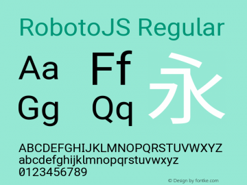 RobotoJS Regular Version 2.04; 2016-10-24 ; ttfautohint (v1.5) Font Sample